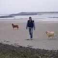 honden foto dit blijft een prachtig gezicht.Kuieren met ons baasje Bram.