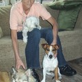 honden foto Chicka en ......... ik, op de koffie bij San, Fleur en Boris