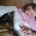 honden foto Luca en ik samen muziek luisteren op haar laatste dag