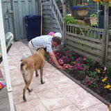 lady gaat effe me vader helpen met de tuin