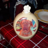 En op deze foto zien jullie Rocky's urn waar een mooie foto van hem op…