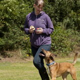 Hetty aan het trainen met Myla.