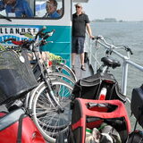 Fietsen met de baas, samen op de pont