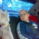 in de auto...