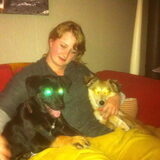 samen met de pup van me schoonouders