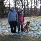 Ready om te gaan speuren. Serge kwam Juno naar het bos brengen.