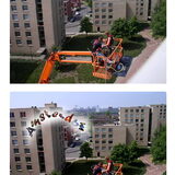 Schoonspuiters van onze flat, de rand van de balustrade op mijn balcon…