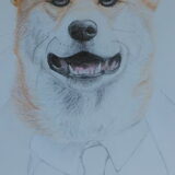 Tekening van een Shiba Inu. De tekening is niet af (zoals te zien is)…