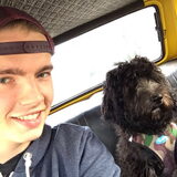 Samen met Joris op weg naar het strand om te zwemmen ????