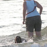 Samen in het water (Benco zwemt nog niet....)