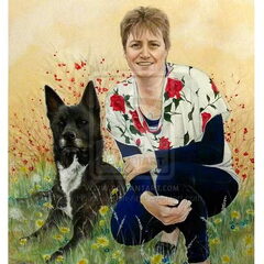 canvas hond met zijn baasje