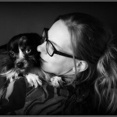 Samen met het vrouwtje op de foto