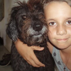 Ik met mijn hond Fee, ze is een lieve ouden hond. Ik heb…