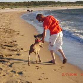 lekker met mijn baas op het strand