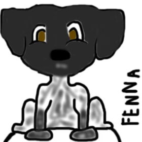 de hond van Maks getekend