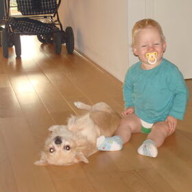 Toby met mijn jongste zoontje.