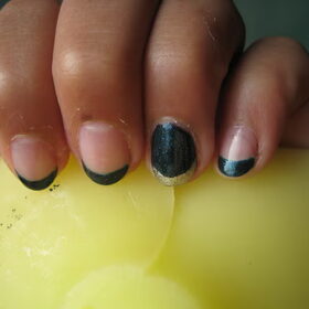 Blauwe French Tip met glitter
