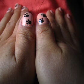 Roze met hondenpootjes